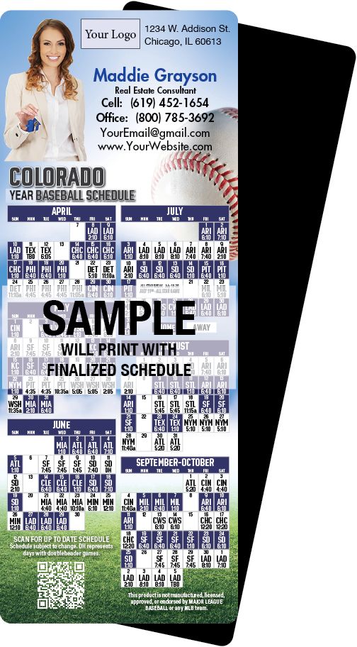 Real Estate Baseball Schedules, Magnetic Sports Calendars for Realtors